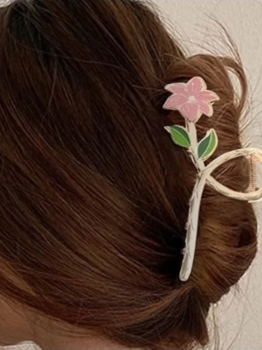 Gold Metal Pink Lily Flower Hair Claw BNIB